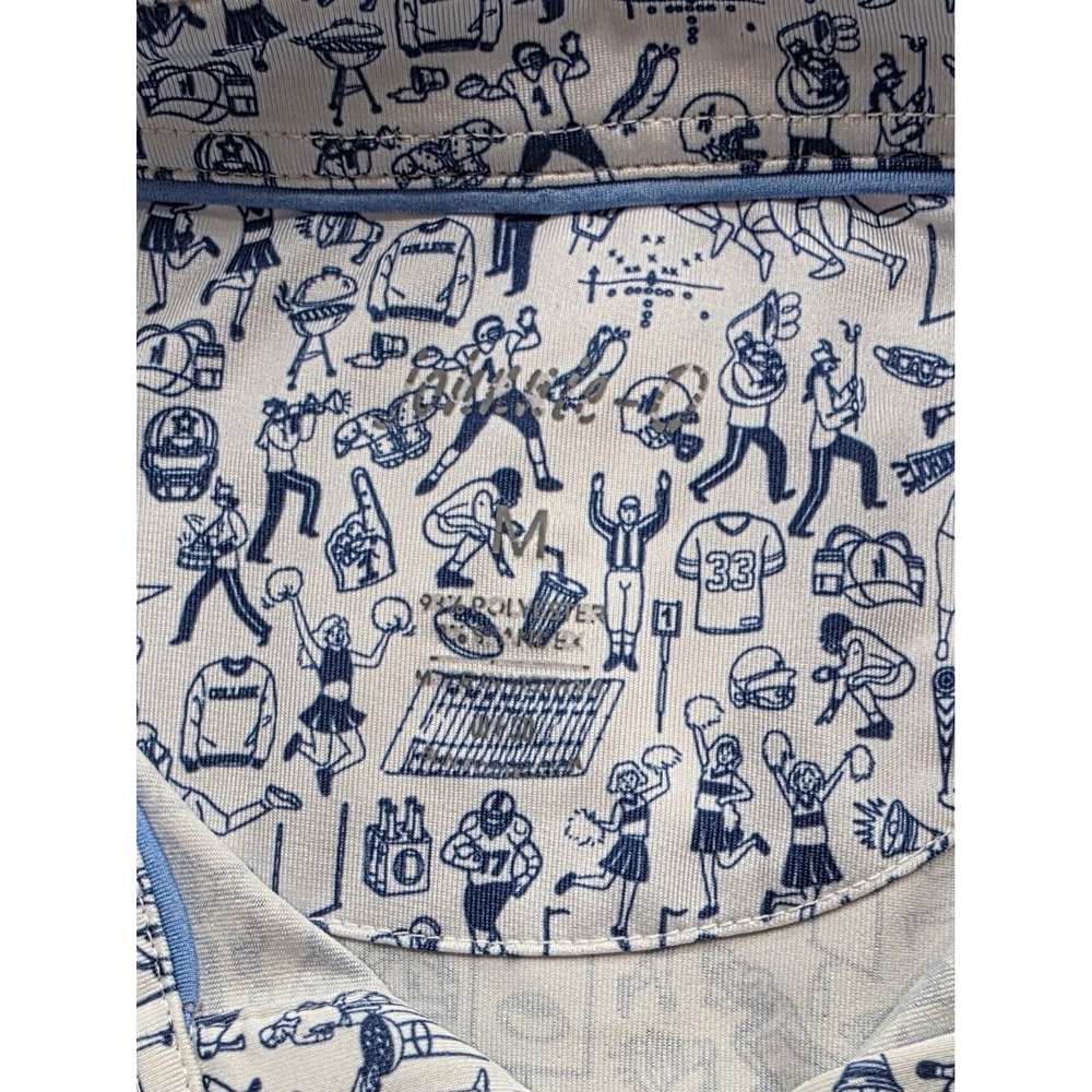 Johnnie-O Men's Blue & White Tailgater Print Short SleeveGolf Polo Shirt. Size M - Picture 4 of 8